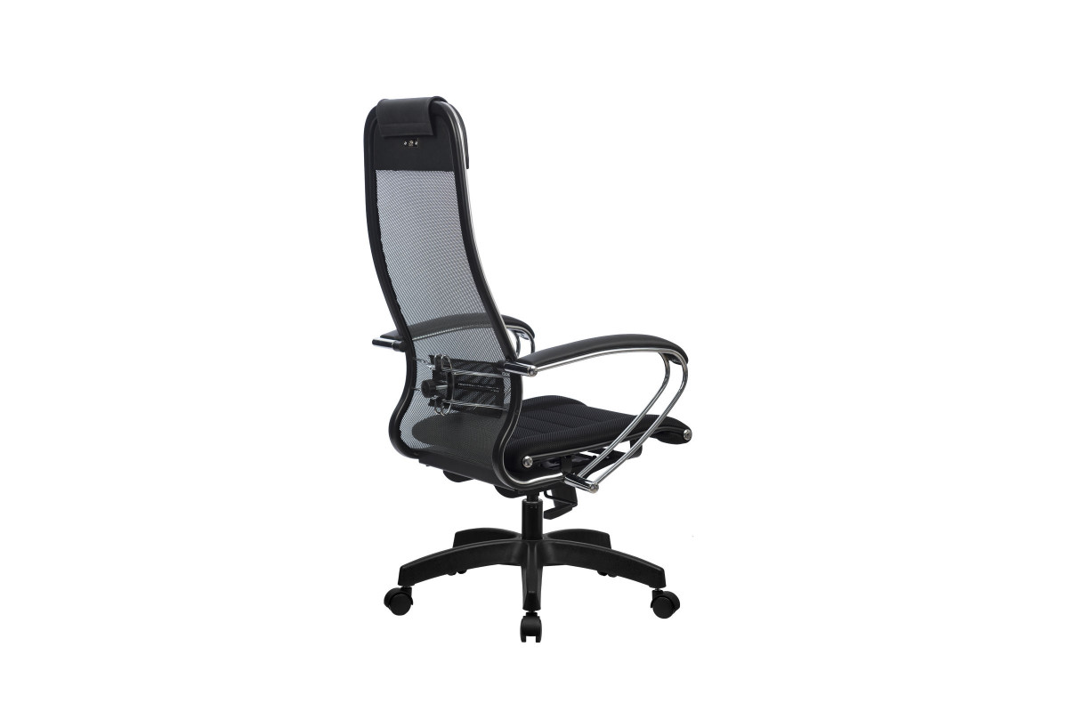 Кресло офисное метта к 3 хром ткань сетка сиденье и спинка регулируемые черное