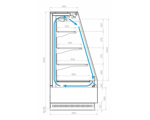 Холодильная горка гастрономическая Carboma F16-08 VM 1,3-2 0030 версия 2.0 (Паттерн 0110 Мариель) боковина металл с зеркалом