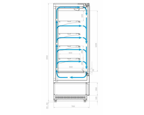 Холодильная горка гастрономическая Carboma FC 20-07 VM 0,6-1 0030 Light (фронт X0) версия 2.0 9006-9005