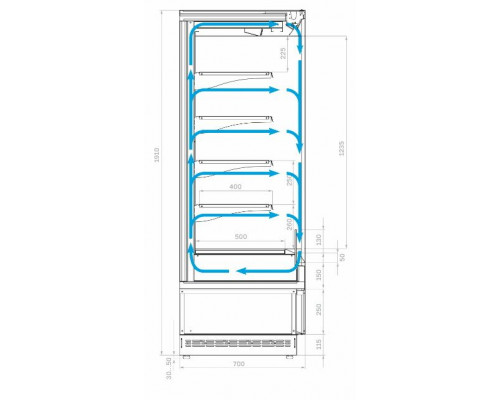 Холодильная горка гастрономическая Carboma FC20-07 VM 0,7-2 0300 версия 2.0 (9006-9005)