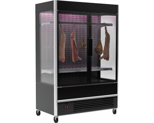 Холодильная горка мясная Carboma FC20-08 VV 1,0-3 X7 (распашные двери структурный стеклопакет) (9005 цвет черный)