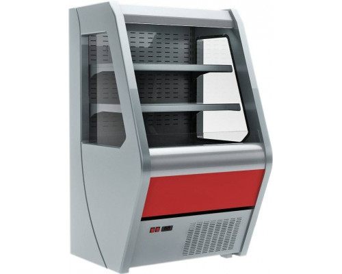 Холодильная горка универсальная Carboma F13-07 VM 1,0-2 (Carboma 1260/700 ВХСп-1,0) (0011-3020 боковины сер пластик, декор красный)