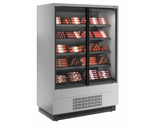 Холодильная горка универсальная Carboma FC20-07 VV 1,3-1 0300 Standart фронт X1 бок металл версия 2.0 (9006-9005)