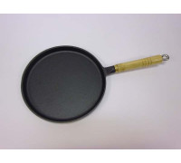 Сковорода блинная d=23 см, h=1,5 см, чугун, деревянная ручка, Luxstahl